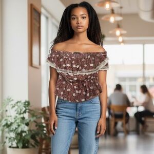 NEW Peppermint Boho Off Shoulder Blouse M